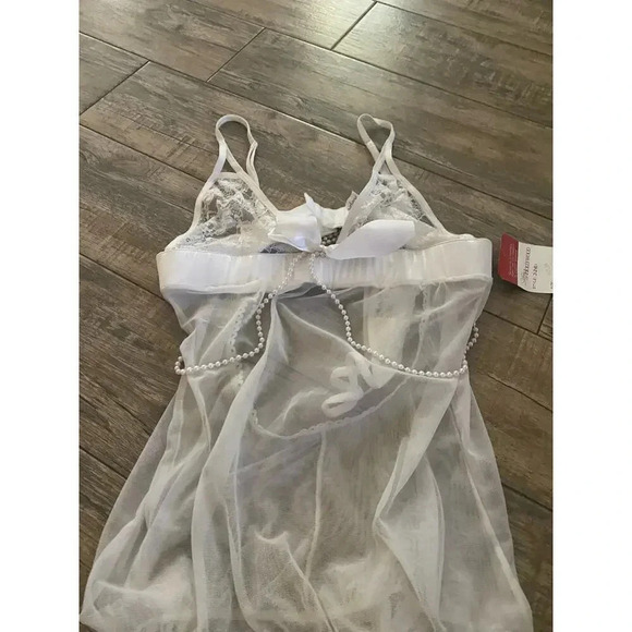 NWT Shirley Of Hollywood White Chemish Stretch Mesh Lingerie Size Large - Picture 2 of 8